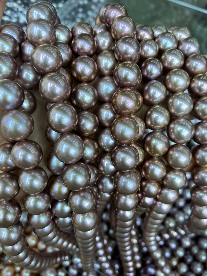 11–14 mm Golden Red-Brown Edison Round Pearl Strand · 5A — supplied lot image 1