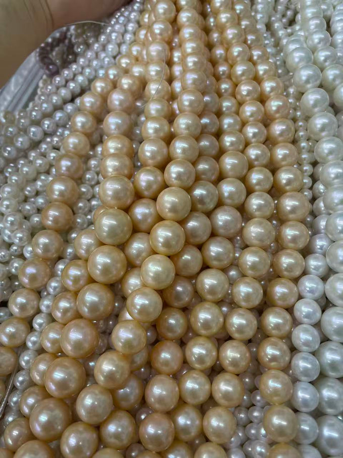 12–14 mm Orange Edison Round Pearl Strand · 4A — supplied lot image 1