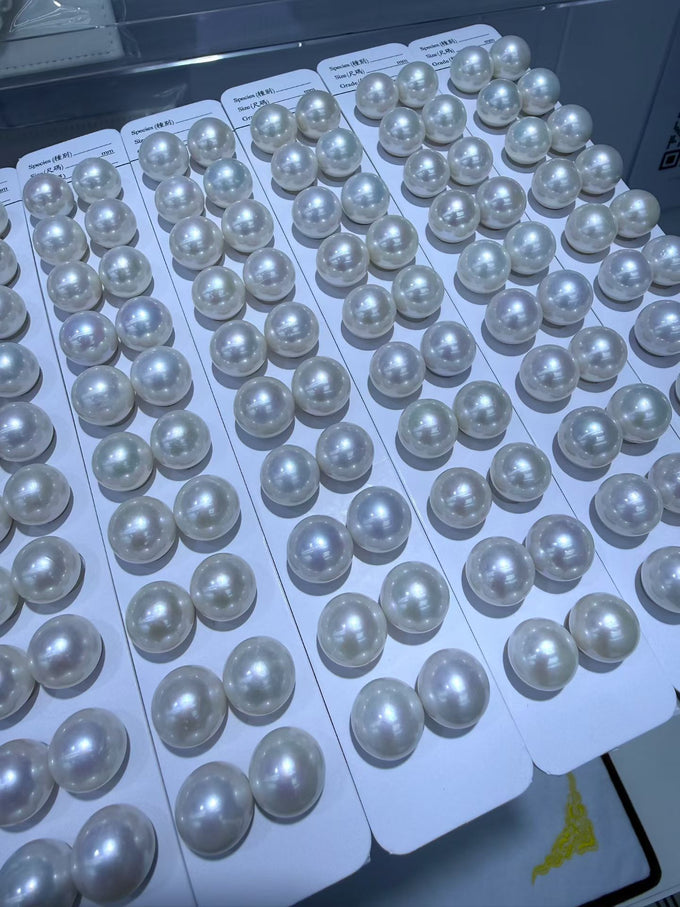 13–14mm White Edison Round Pearls for Earrings, 5A