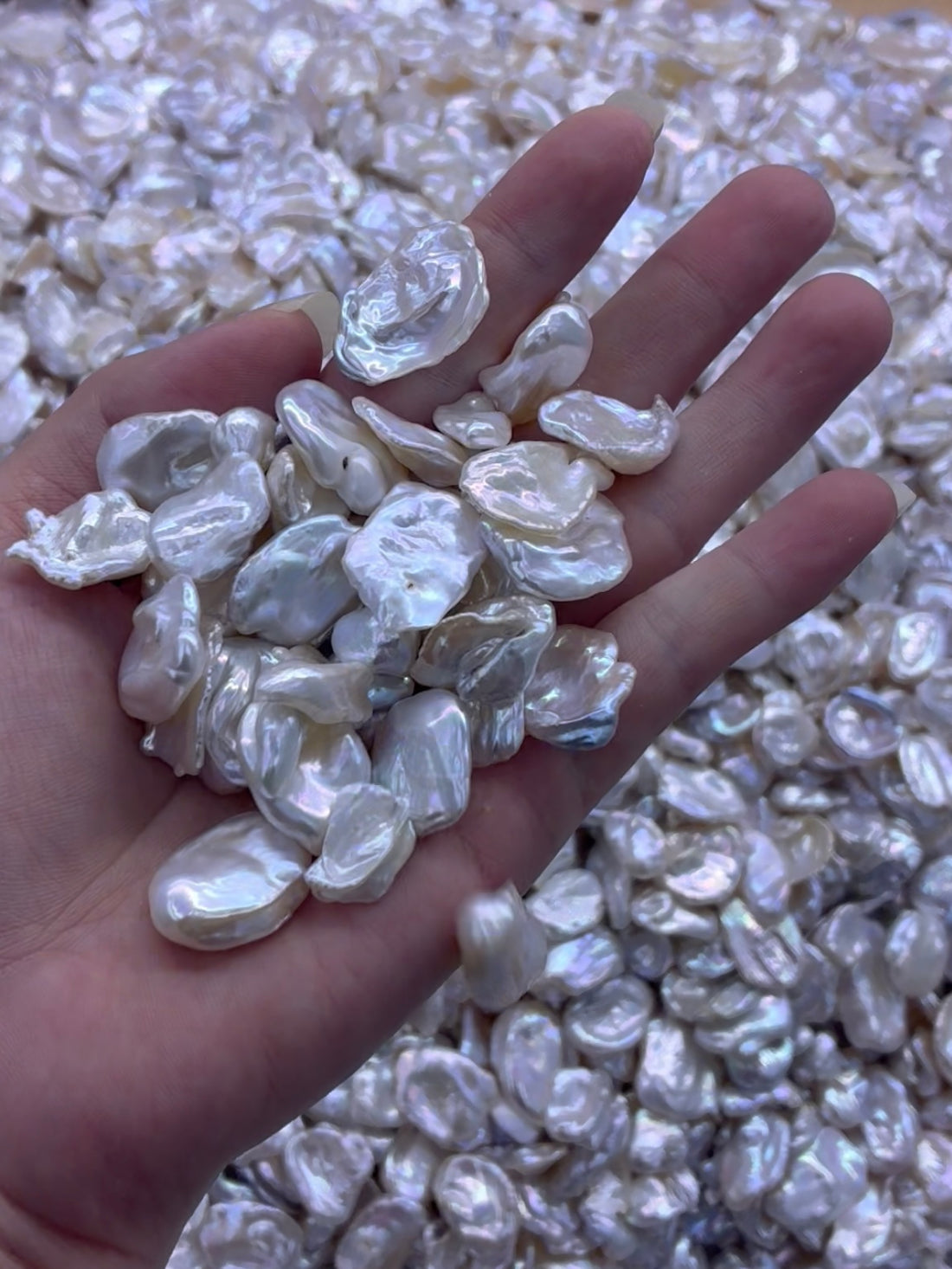 9–15mm White Petal Keshi Loose Pearls, 5A