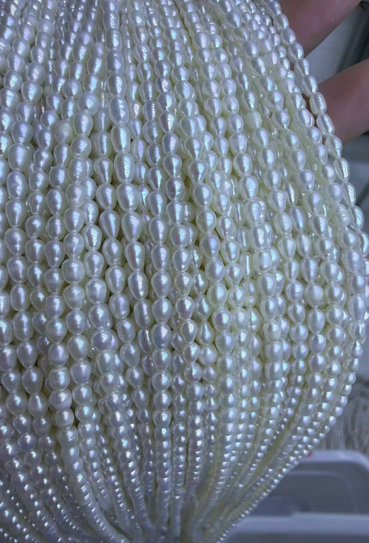 3-4mm Rice Pearl Strand - White - product image