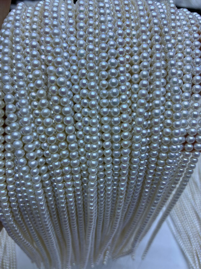 3–4 mm White Round Pearl Strand · 5A — supplied lot image 1
