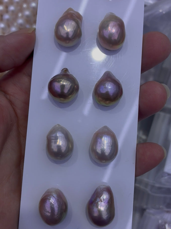 12–15mm Aurora Baroque Drop Pearls, 5A