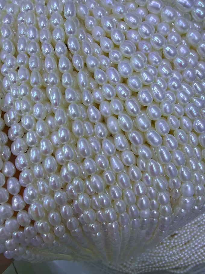 4-5mm Rice Pearl Strand - White - product image