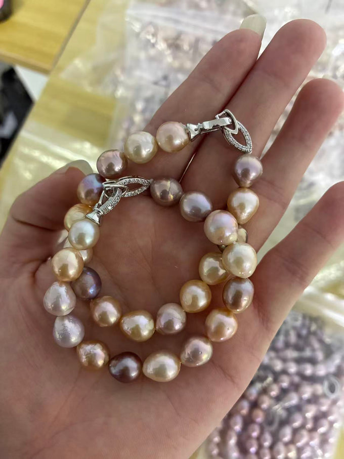 9-12mm Premium Edison Baroque Pearl Bracelet | Designer Collection, Bold Natural Artistic Texture