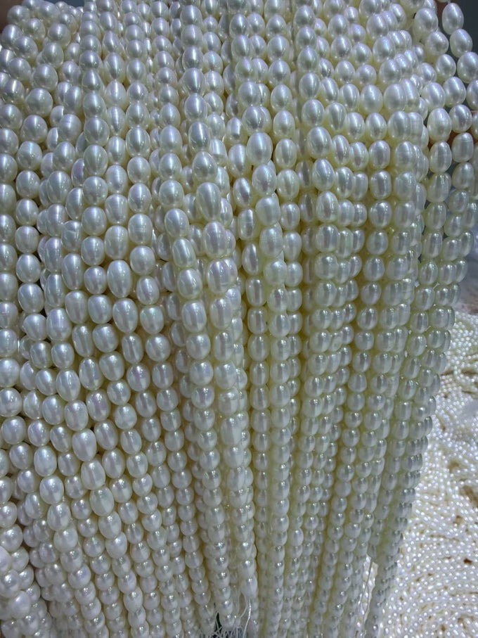 5-6mm Rice Pearl Strand - 4A - White color detail