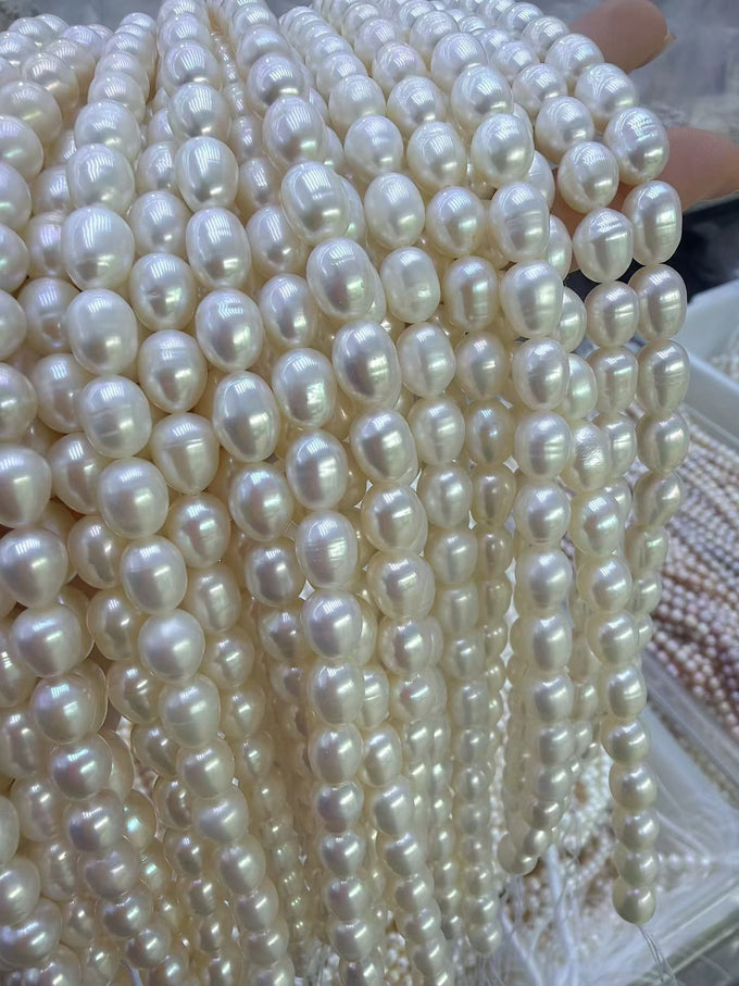 6-7mm Rice Pearl Strand - White - product image