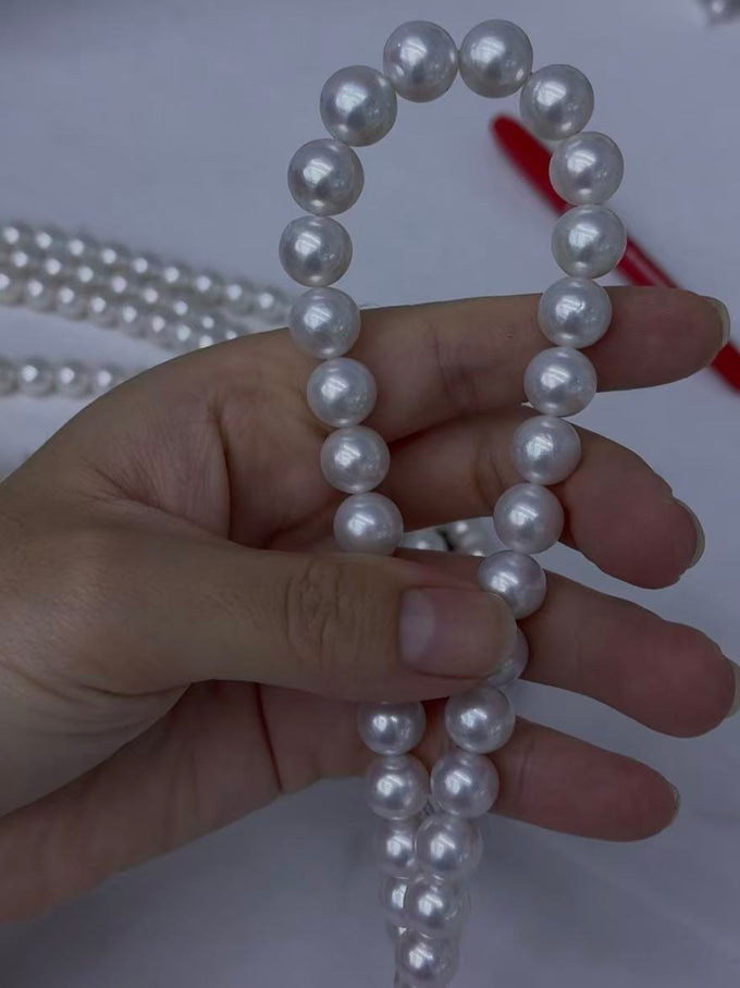 6-7mm round freshwater pearl strand white Mirrow luster- 5A+