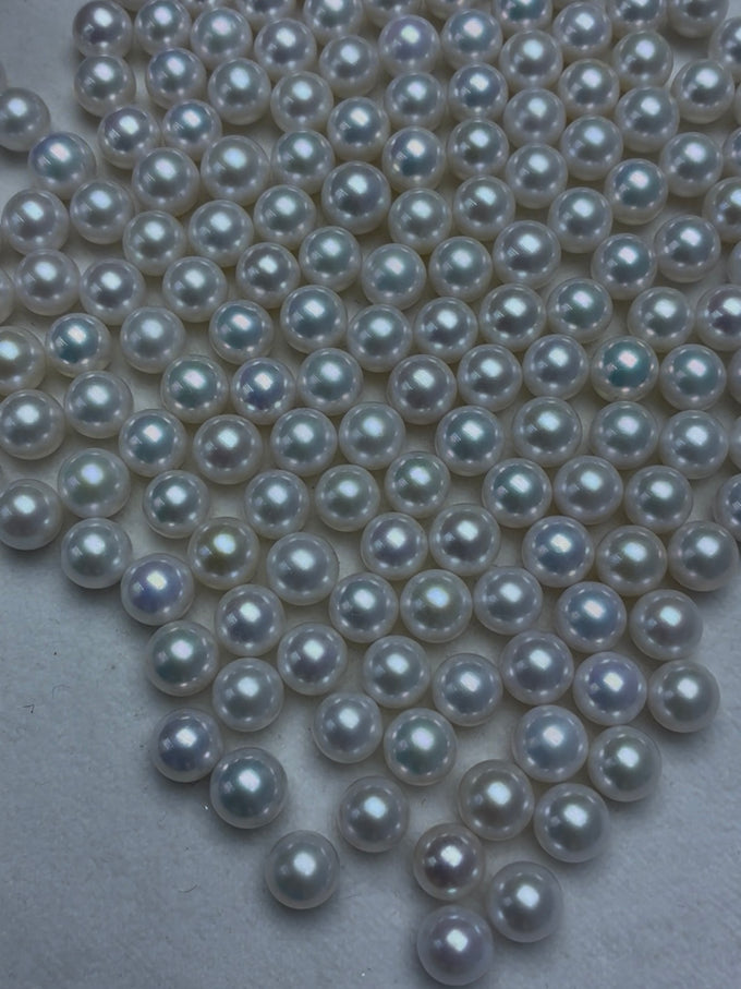 7–8mm White Round Loose Pearls, 5A