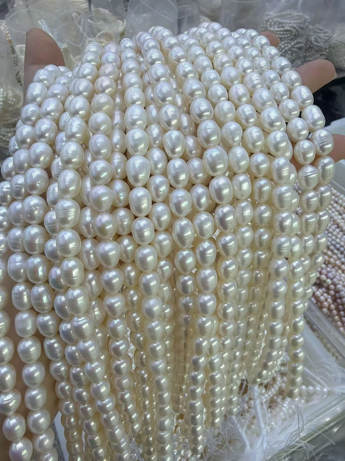 7-8mm Rice Pearl Strand - White - product image