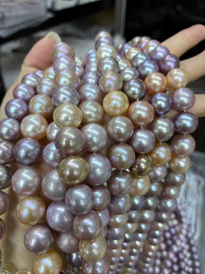 11-14 mm Candy Multicolor Edison Round Pearl Strand 5A