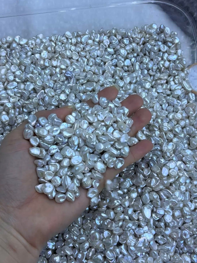 8–10mm White Keshi Loose Pearls, 5A