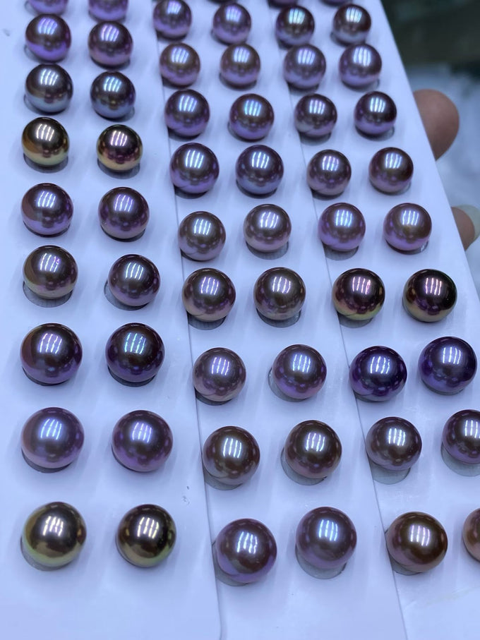 9–10mm Purple Edison Round Pearls for Earrings, 5A