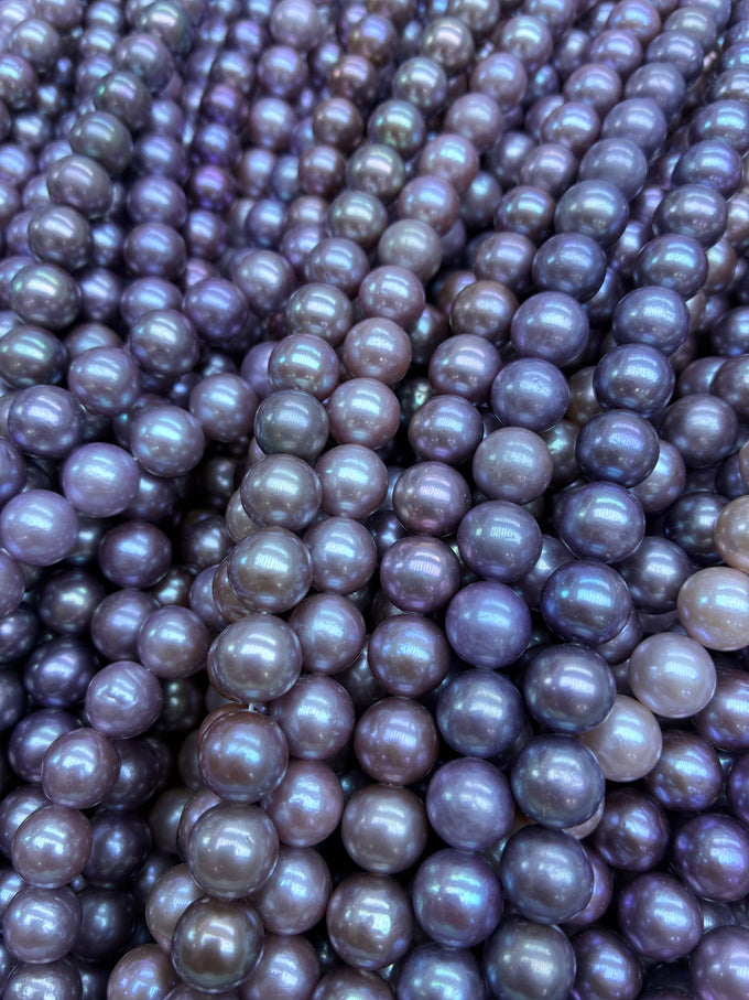 9–12 mm Purple Edison Round Pearl Strand · 4A — supplied lot image 1