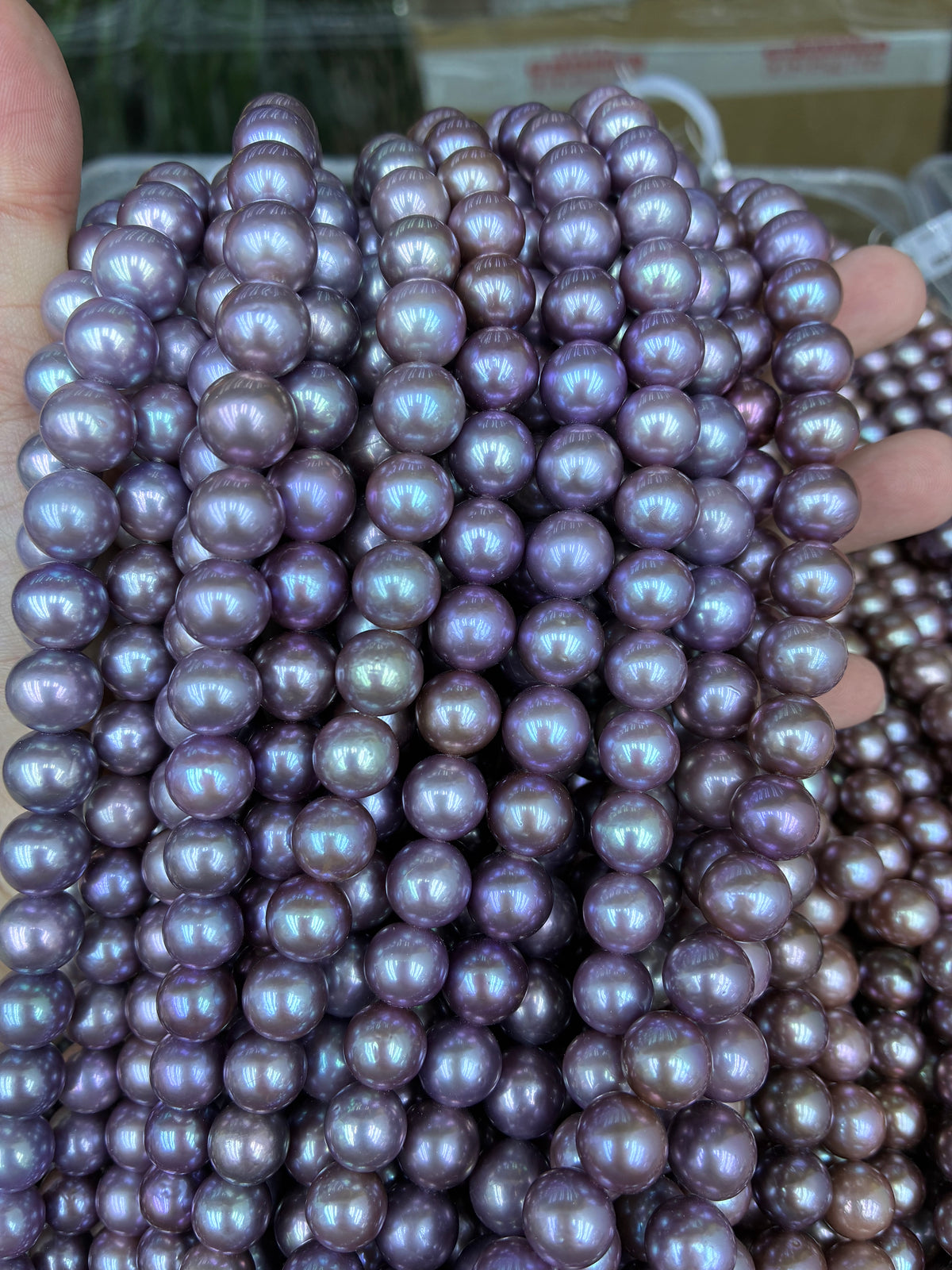 9–12 mm Purple Edison Round Pearl Strand · 5A — supplied lot image 1