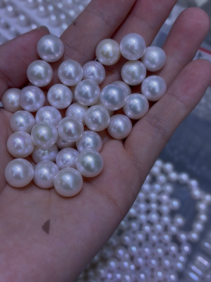 9–10mm White Edison Round Loose Pearls, 5A