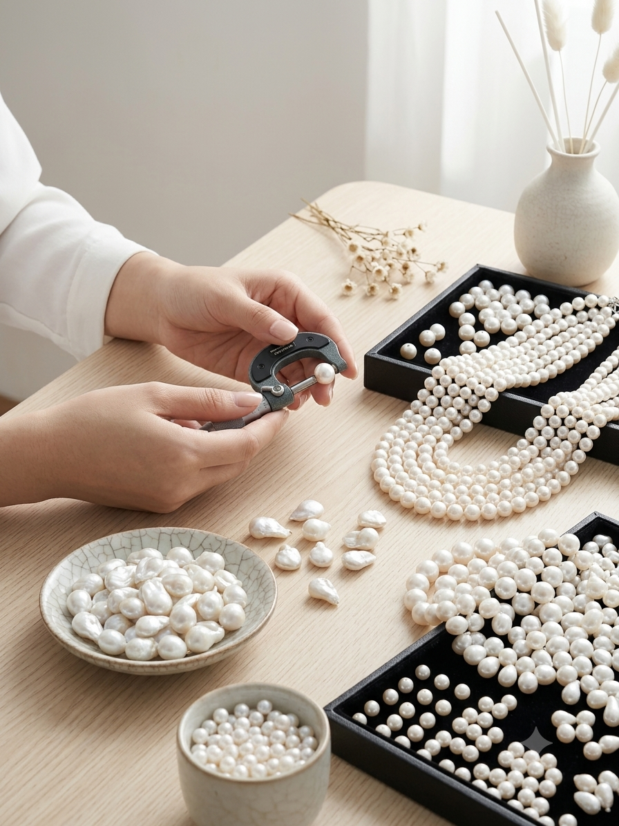 Freshwater pearls prepared for jewelry designers