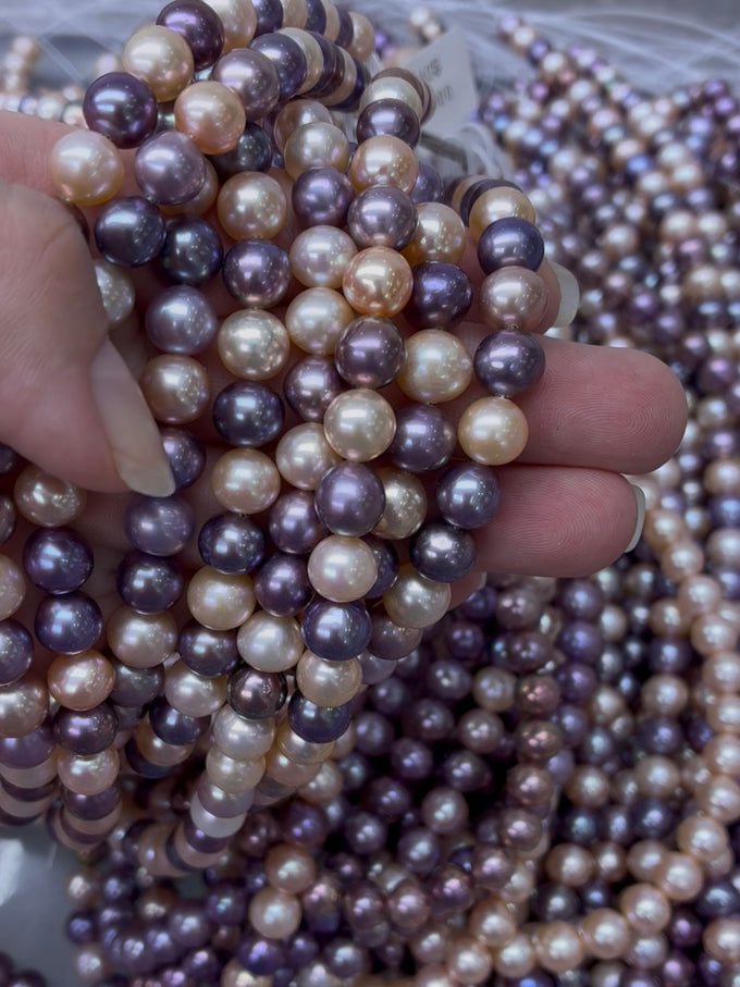 9–12 mm Candy Multicolor Edison Round Pearl Strand 5A